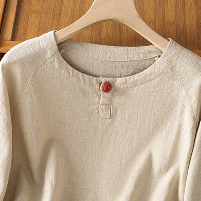 Buddha Stones Casual Plain Long Sleeve Cotton Polyester Women's Shirt - image 2