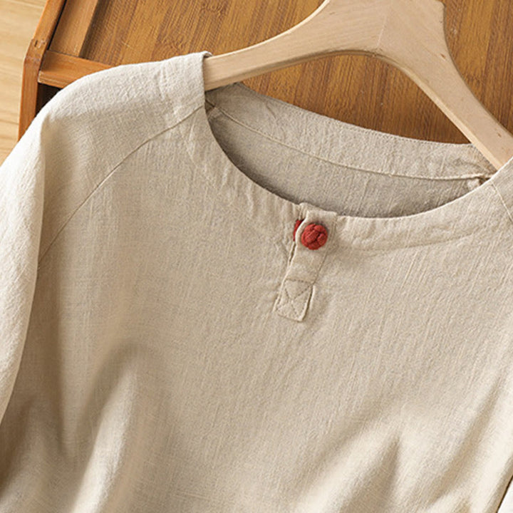 Buddha Stones Casual Plain Long Sleeve Cotton Polyester Women's Shirt - image 6