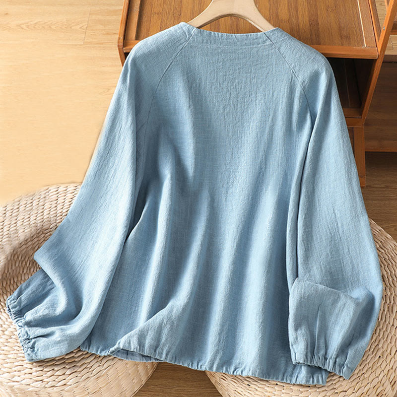 Buddha Stones Casual Plain Long Sleeve Cotton Polyester Women's Shirt - image 9