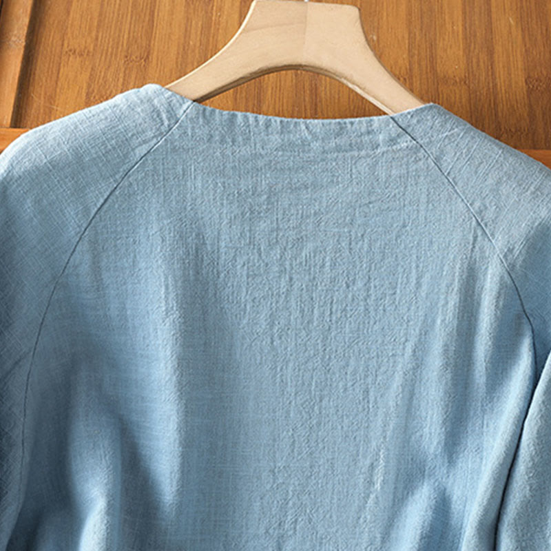 Buddha Stones Casual Plain Long Sleeve Cotton Polyester Women's Shirt - image 12