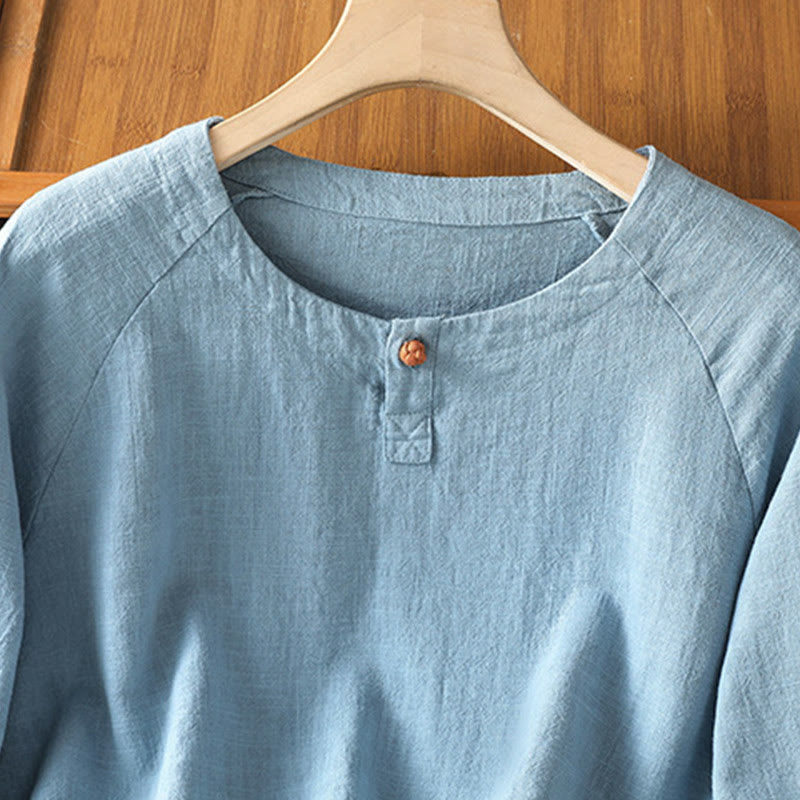 Buddha Stones Casual Plain Long Sleeve Cotton Polyester Women's Shirt - image 10