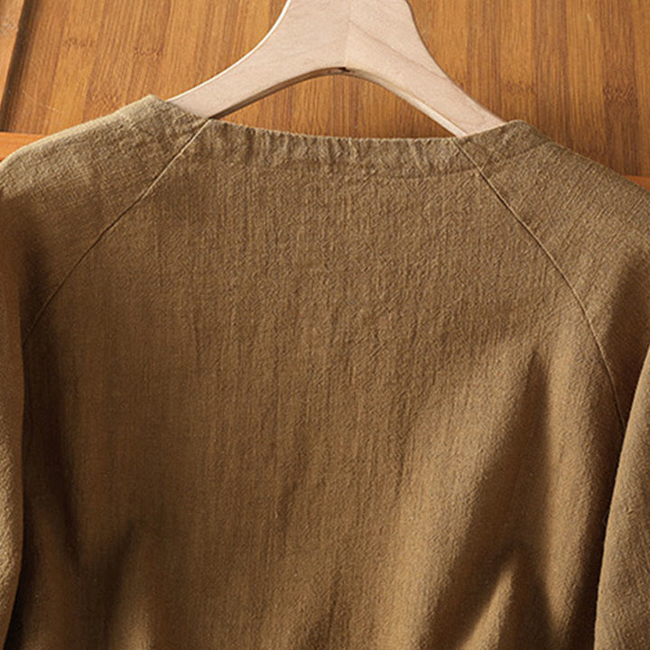 Buddha Stones Casual Plain Long Sleeve Cotton Polyester Women's Shirt - image 19