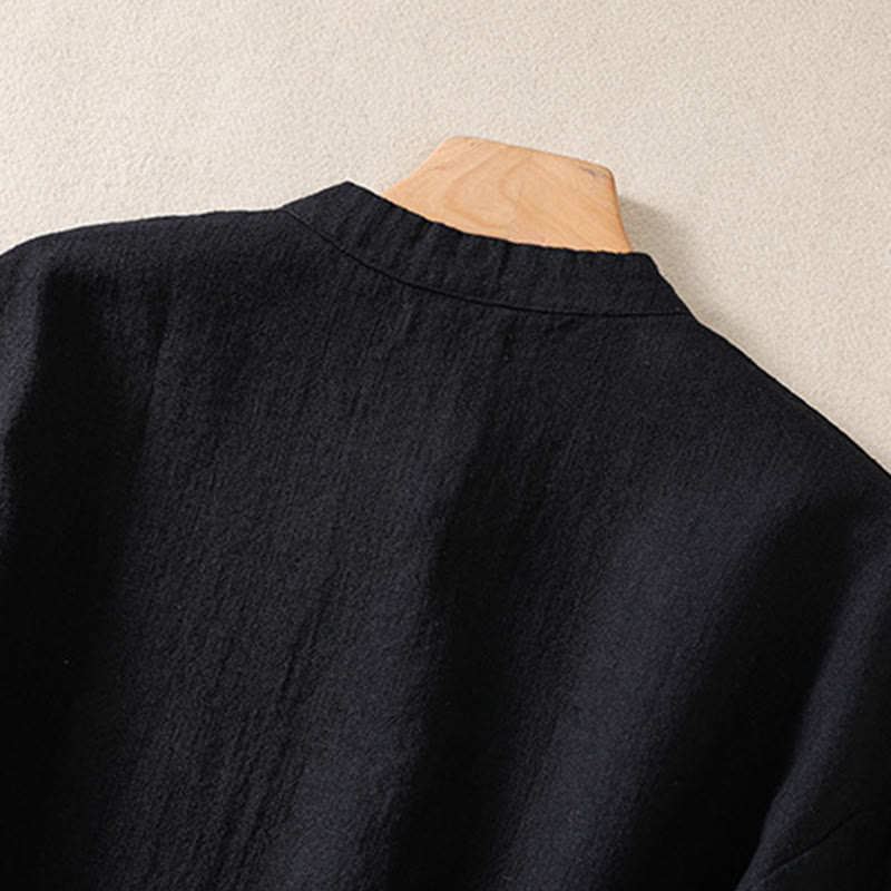 Buddha Stones Casual Buttons Crew Neck Cotton Women's Long Sleeve Shirt With Pockets - image 14