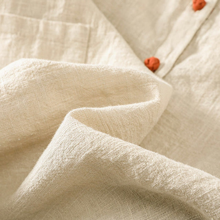 Buddha Stones Casual Buttons Crew Neck Cotton Women's Long Sleeve Shirt With Pockets - image 25