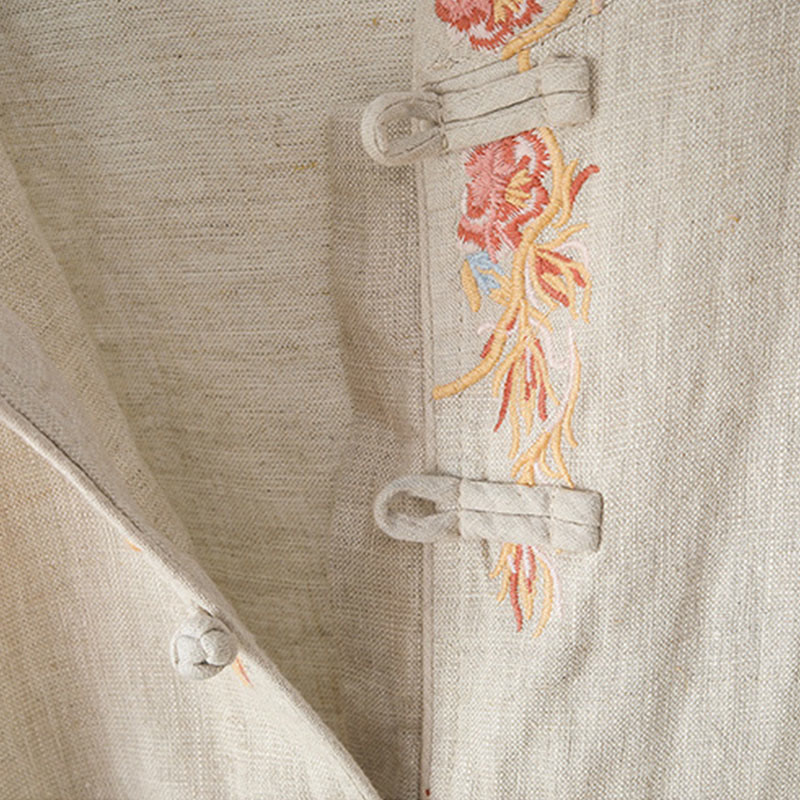 Buddha Stones Embroidery Flower Long Sleeve Frog-buttons Cotton Women's Shirt - image 7