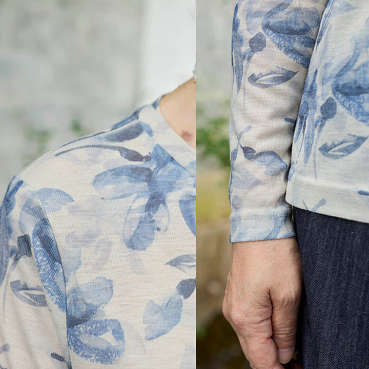 Buddha Stones Fall Blue Floral Women's Long Sleeve T-Shirt  For Older Adults - image 12