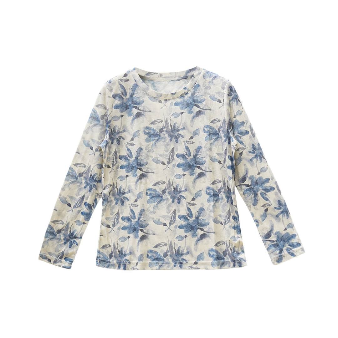 Buddha Stones Fall Blue Floral Women's Long Sleeve T-Shirt  For Older Adults - image 14