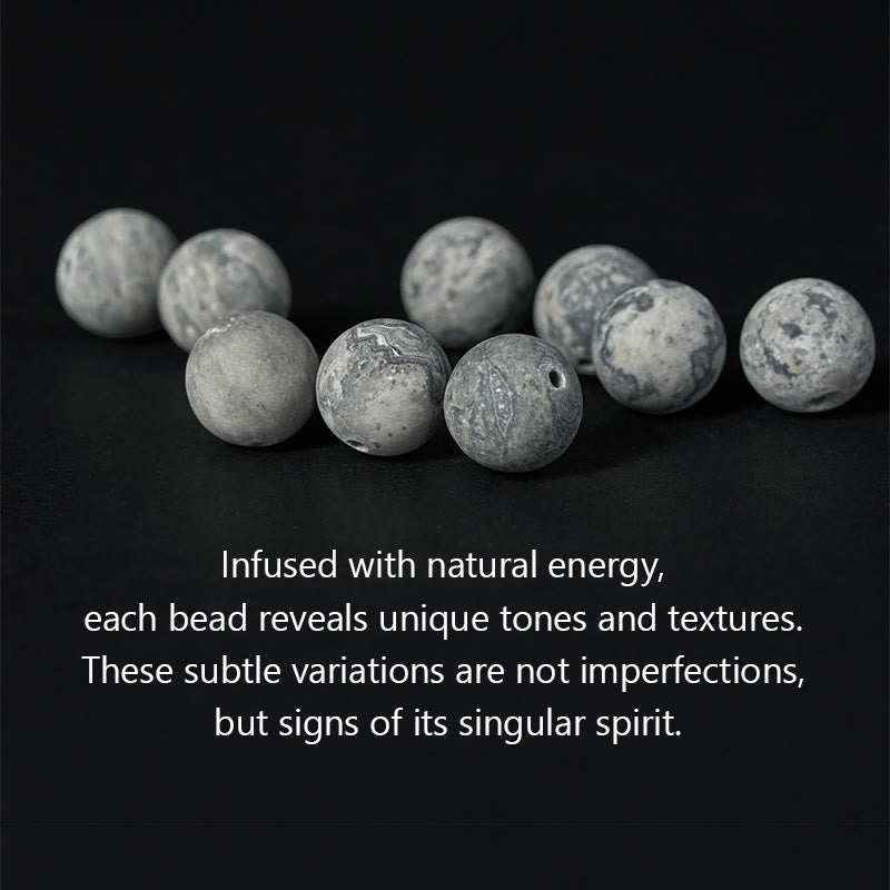 Buddha Stones Natural Grey Jasper Kambamba Jasper Tiger Eye Om Mani Padme Hum Protection Bracelet - image 5