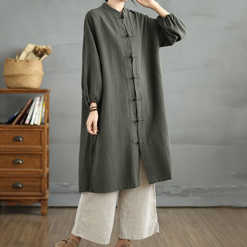 Buddha Stones Casual Frog-button Women's Cotton Linen Coat With Pockets - image 10