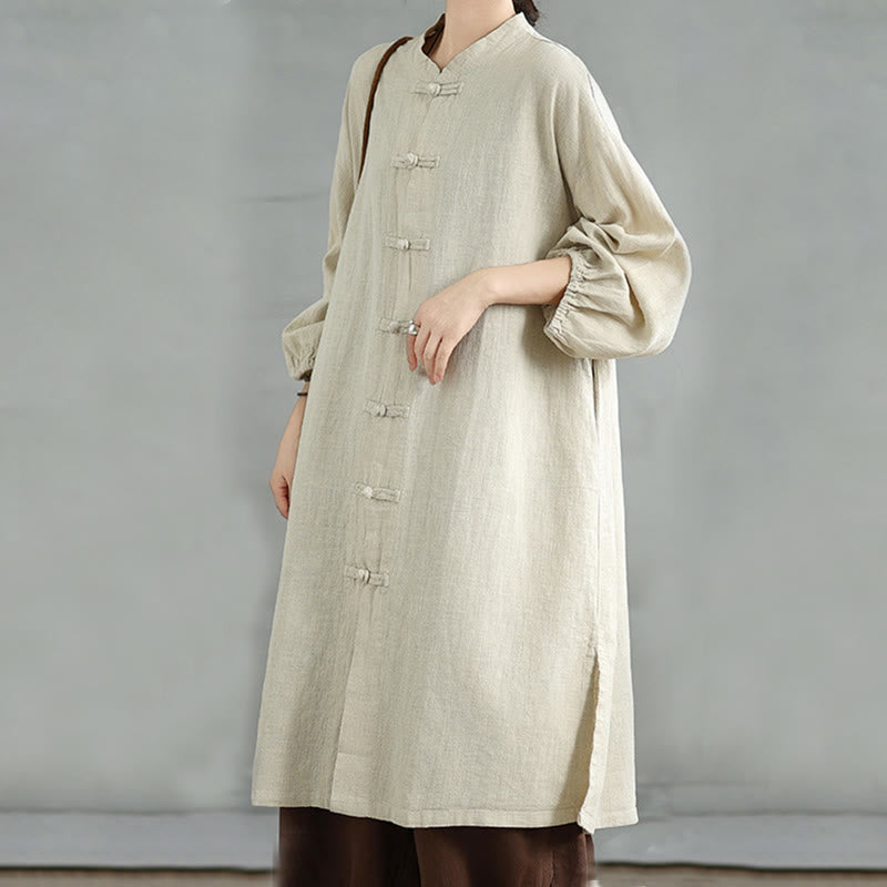 Buddha Stones Casual Frog-button Women's Cotton Linen Coat With Pockets - image 16