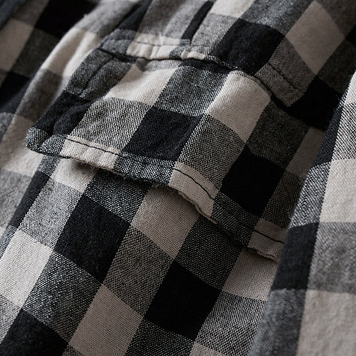 Buddha Stones Commute Plaid Pattern Women's Cotton Lapel Long Sleeve Jacket With Pockets - image 23