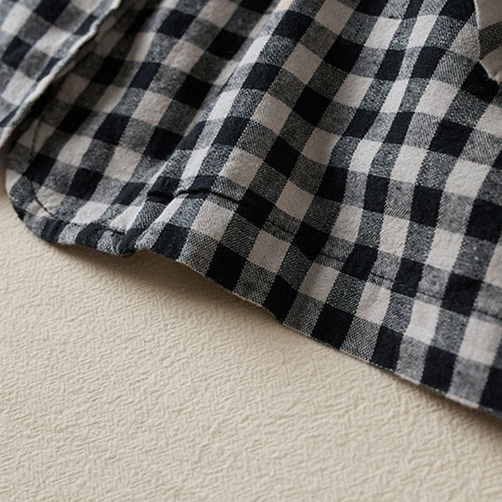 Buddha Stones Commute Plaid Pattern Women's Cotton Lapel Long Sleeve Jacket With Pockets - image 14