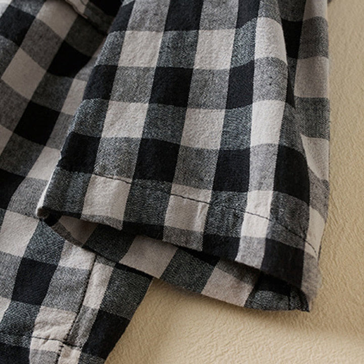 Buddha Stones Commute Plaid Pattern Women's Cotton Lapel Long Sleeve Jacket With Pockets - image 24