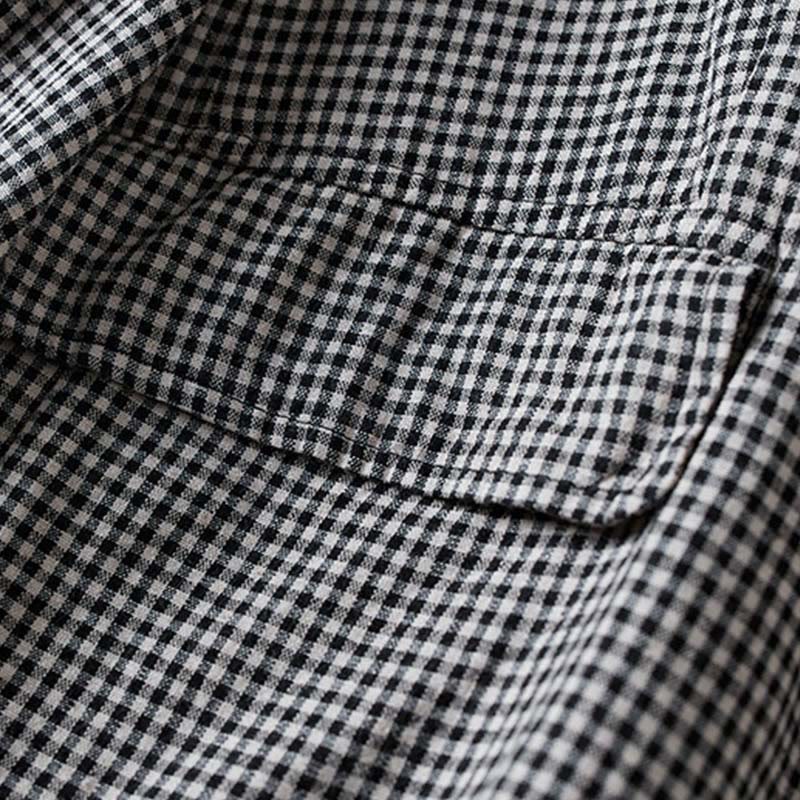 Buddha Stones Commute Plaid Pattern Women's Cotton Lapel Long Sleeve Jacket With Pockets - image 2