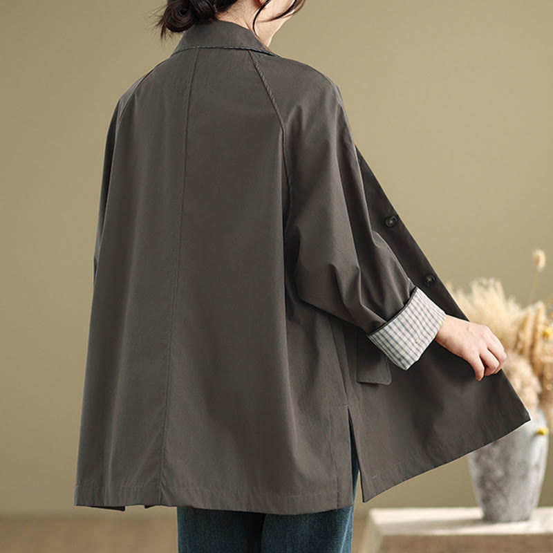 Buddha Stones Plain Patched Women's Long Sleeve Cargo Cotton Jacket With Pocket - image 1