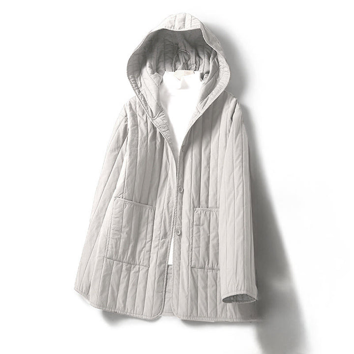 Buddha Stones Cord Design Quilting Women's Long Sleeve Cotton Hoodie Jacket With Pocket - WhiteSmoke - US8-10,UK/AU12-14,EU40-42 (2XL) - image 15