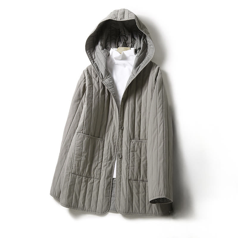 Buddha Stones Cord Design Quilting Women's Long Sleeve Cotton Hoodie Jacket With Pocket - DarkGray - US8-10,UK/AU12-14,EU40-42 (2XL) - image 6