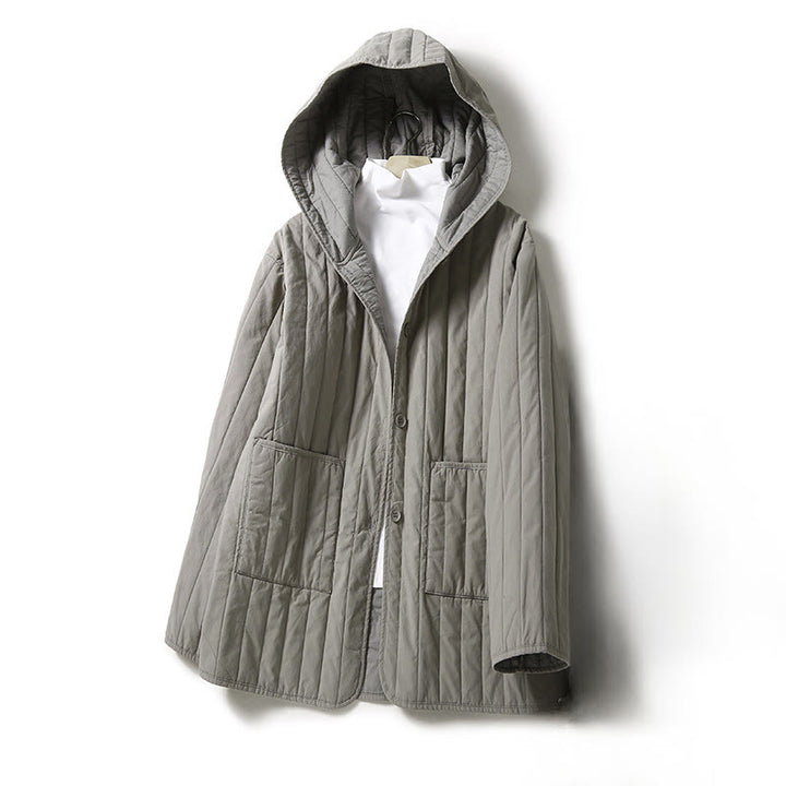 Buddha Stones Cord Design Quilting Women's Long Sleeve Cotton Hoodie Jacket With Pocket - DarkGray - US8-10,UK/AU12-14,EU40-42 (2XL) - image 6