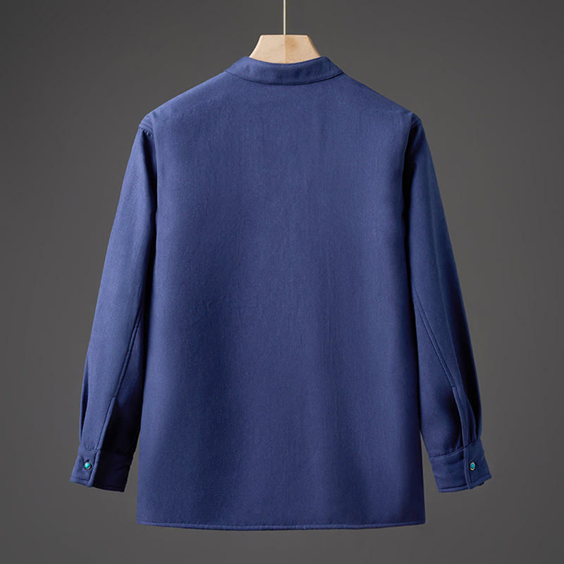 Buddha Stones Winter Embroidered Butterfly Ribbon Fleece-Lined Men's Cotton Long Sleeve Jacket - image 14