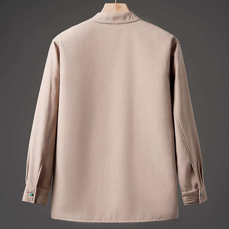 Buddha Stones Winter Embroidered Butterfly Ribbon Fleece-Lined Men's Cotton Long Sleeve Jacket - image 10