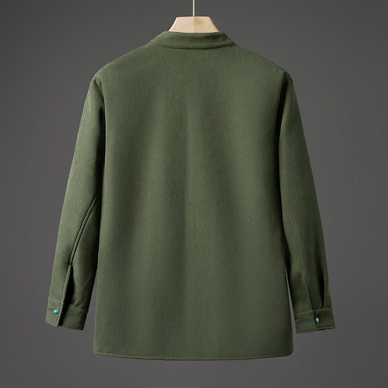 Buddha Stones Winter Embroidered Butterfly Ribbon Fleece-Lined Men's Cotton Long Sleeve Jacket - image 12