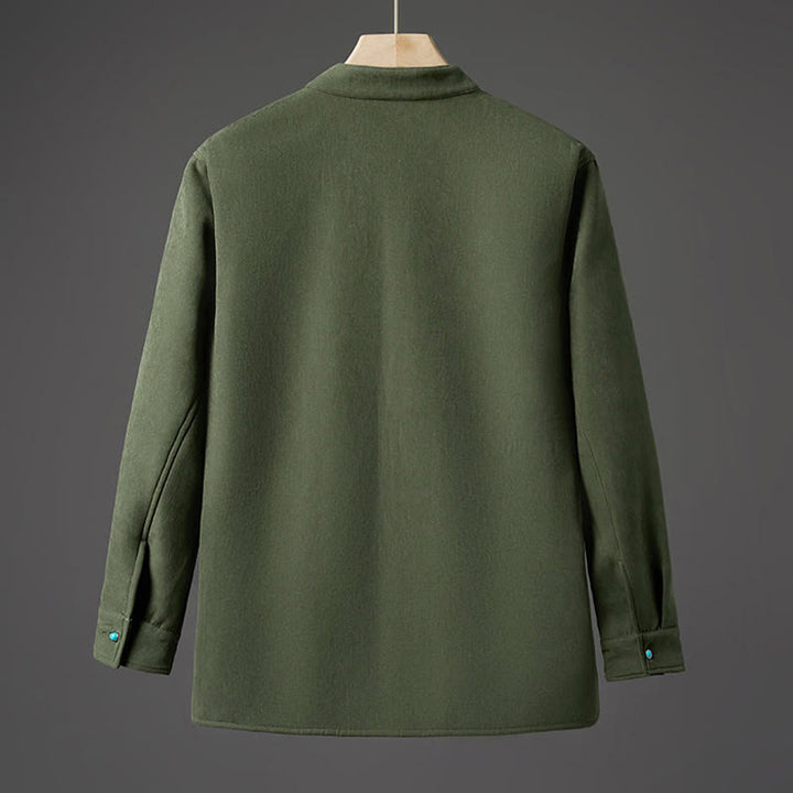 Buddha Stones Winter Embroidered Butterfly Ribbon Fleece-Lined Men's Cotton Long Sleeve Jacket - image 12