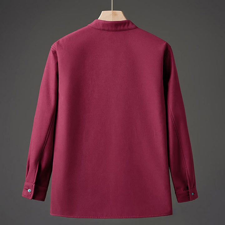 Buddha Stones Winter Embroidered Butterfly Ribbon Fleece-Lined Men's Cotton Long Sleeve Jacket - image 8