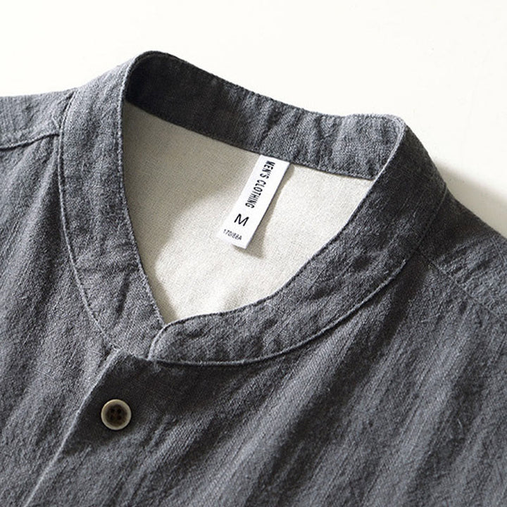 Buddha Stones Fall Solid Long Sleeve Buttons Men's Ramie Cotton Shirt With Pockets - image 18