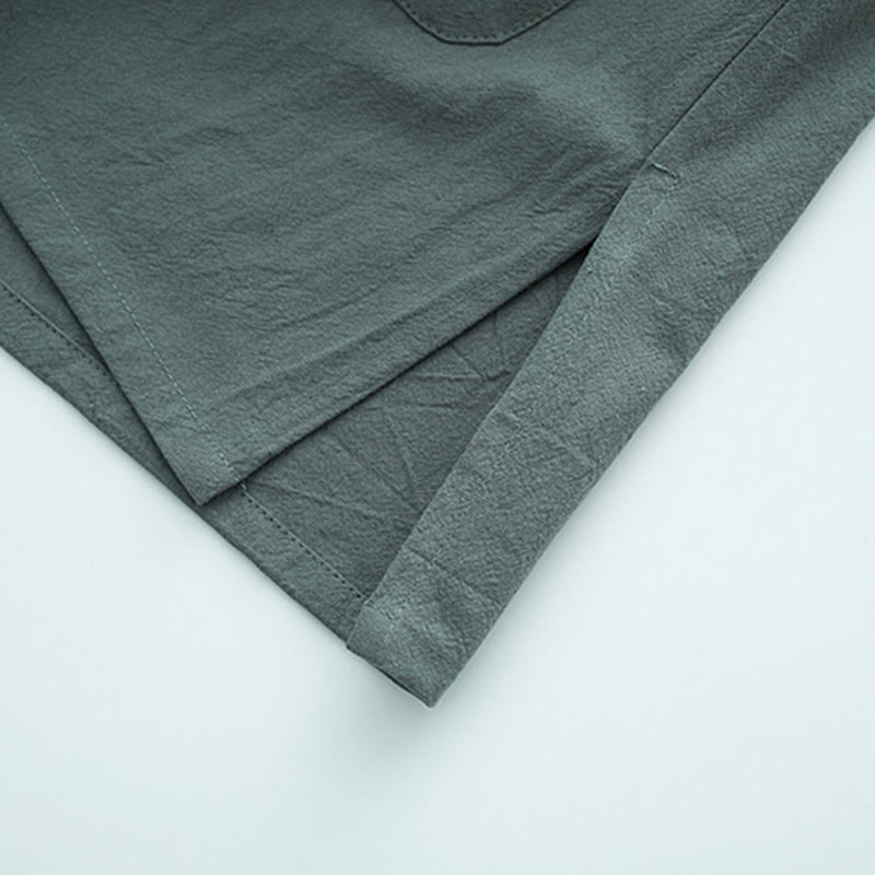 Buddha Stones Solid Long Sleeve Frog-Button Design Cotton Men's Shirt - image 7