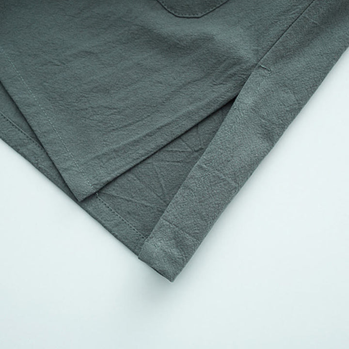 Buddha Stones Solid Long Sleeve Frog-Button Design Cotton Men's Shirt - image 7