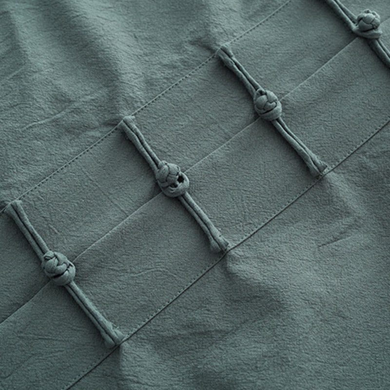 Buddha Stones Solid Long Sleeve Frog-Button Design Cotton Men's Shirt - image 5