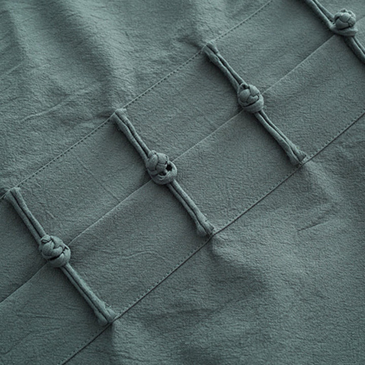 Buddha Stones Solid Long Sleeve Frog-Button Design Cotton Men's Shirt - image 5