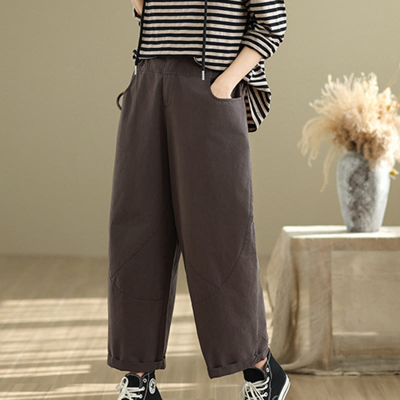 Buddha Stones Casual 7-8 Length Buttons Women's Cotton Polyester Harem Pants With Pockets - image 1