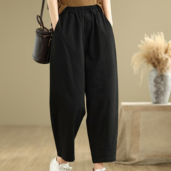 Buddha Stones Casual Elastic Waist Women's Polyester Harem Pants With Pockets - Black - US8-10,UK/AU12-14,EU40-42 (2XL) - image 9