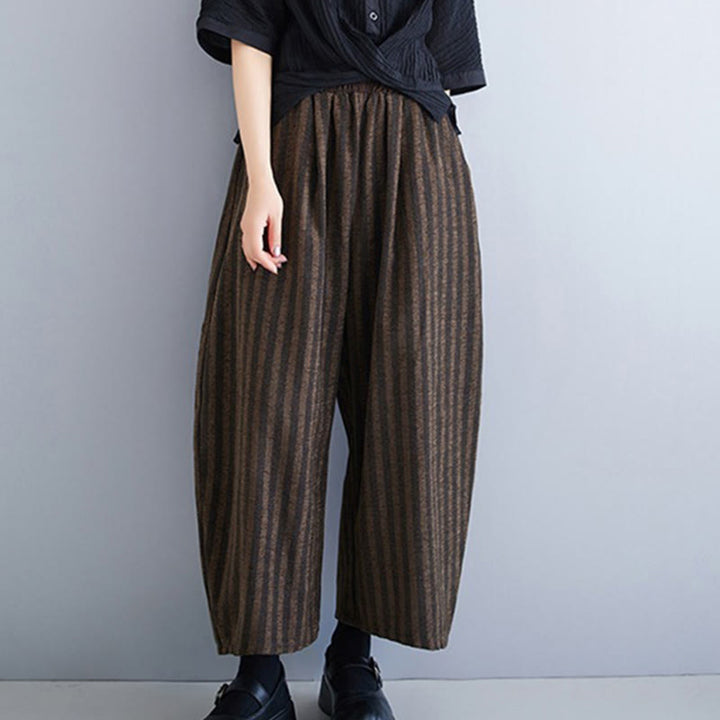 Buddha Stones Casual 7-8 Length Corduroy Stripes Women's Polyester Wide Leg Pants With Pockets - image 17