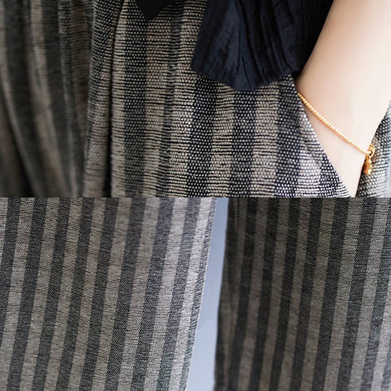 Buddha Stones Casual 7-8 Length Corduroy Stripes Women's Polyester Wide Leg Pants With Pockets - image 12