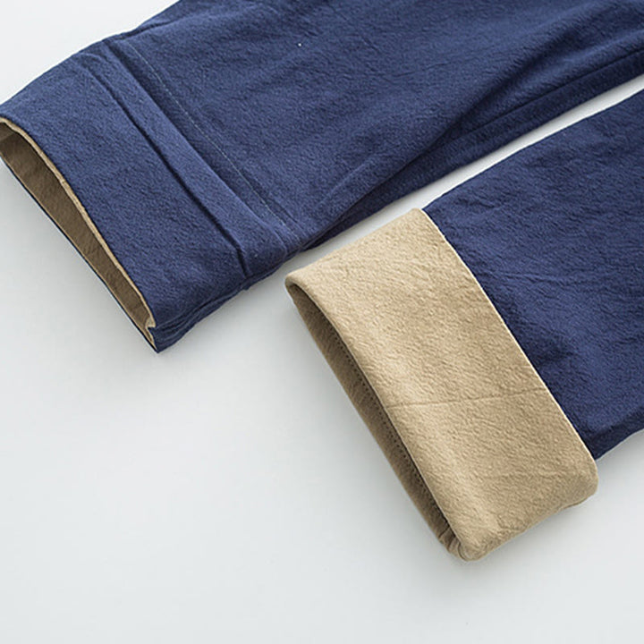 Buddha Stones 2Pcs Tang Suit Men's Frog-Button Cotton Long Sleeve Shirt Pants Set With Pockets - image 10