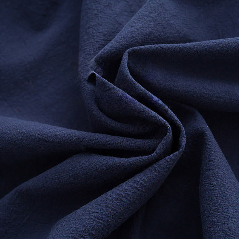 Buddha Stones 2Pcs Tang Suit Men's Frog-Button Cotton Long Sleeve Shirt Pants Set With Pockets - image 12