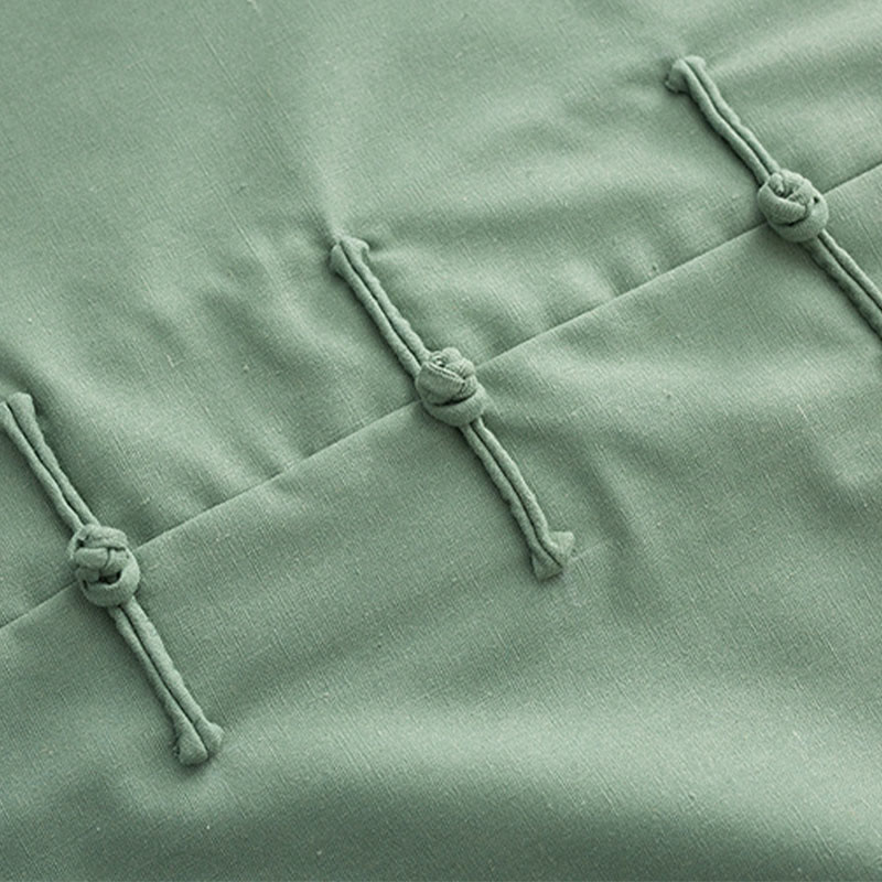 Buddha Stones Solid Embroidered Waves Long Sleeve Frog-Button Cotton Linen Men's Shirt - image 2