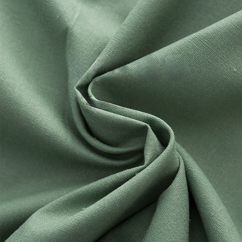 Buddha Stones Solid Embroidered Waves Long Sleeve Frog-Button Cotton Linen Men's Shirt - image 8