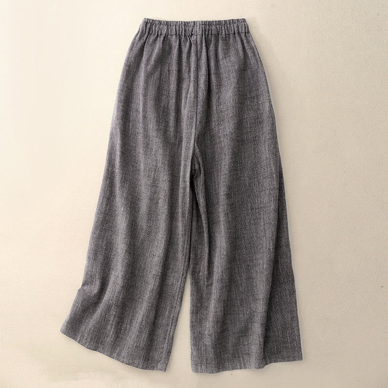 Buddha Stones Casual Textured Fabrics Women's Polyester Wide Leg Pants With Pockets - image 1