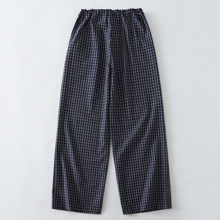 Buddha Stones Casual Plaid Pattern Women's Cotton Wide Leg Pants With Pockets - image 1
