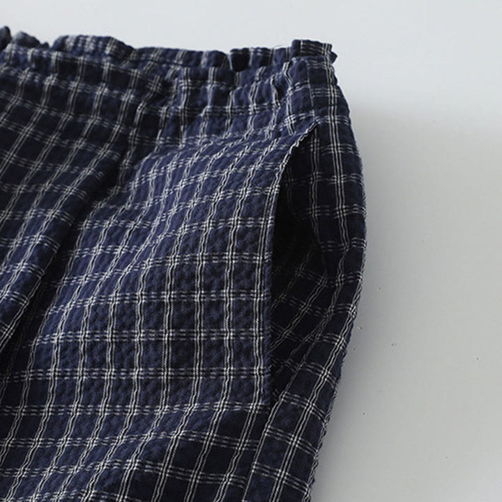 Buddha Stones Casual Plaid Pattern Women's Cotton Wide Leg Pants With Pockets - image 5