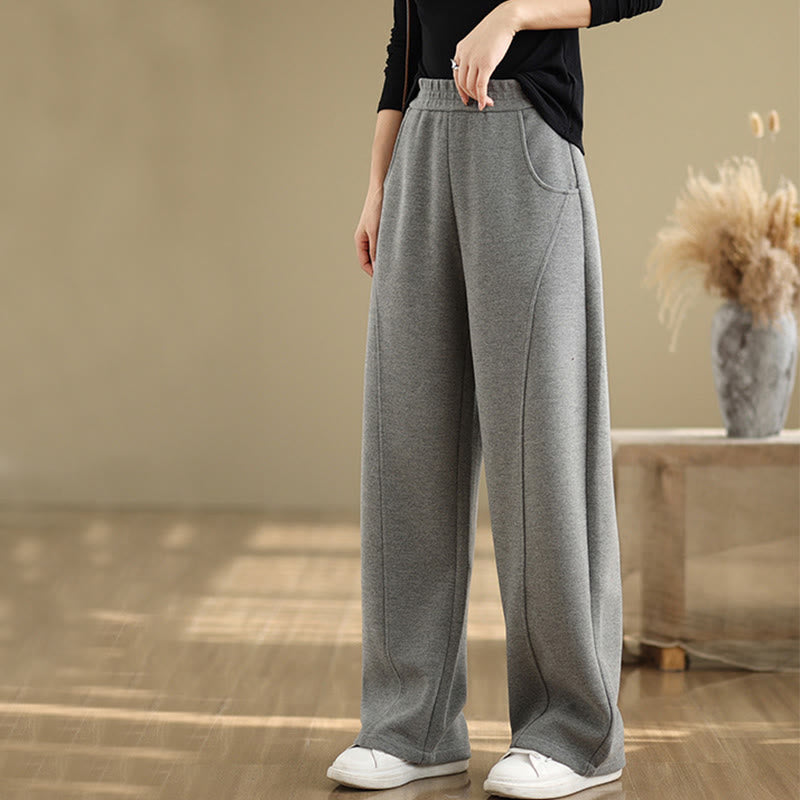 Buddha Stones Casual Thickening Women's Polyester Straight Leg Pants With Pockets - image 10
