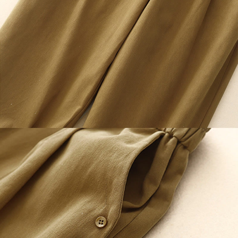 Buddha Stones Casual Snap Buttons Women's Cotton Polyester Pants With Pockets - image 2