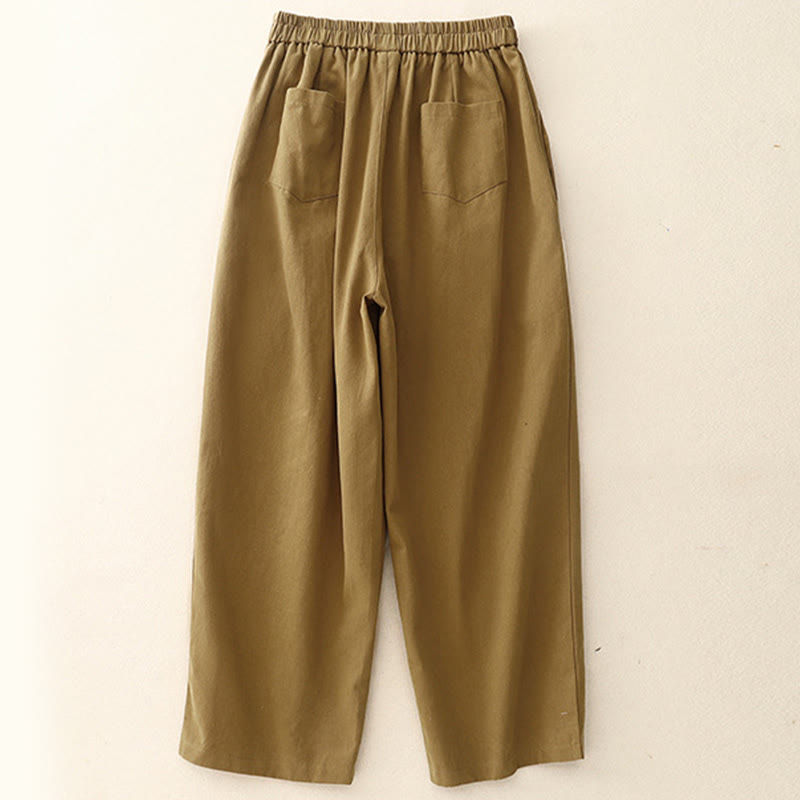 Buddha Stones Casual Snap Buttons Women's Cotton Polyester Pants With Pockets - image 1