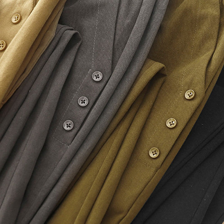 Buddha Stones Casual Snap Buttons Women's Cotton Polyester Pants With Pockets - image 17