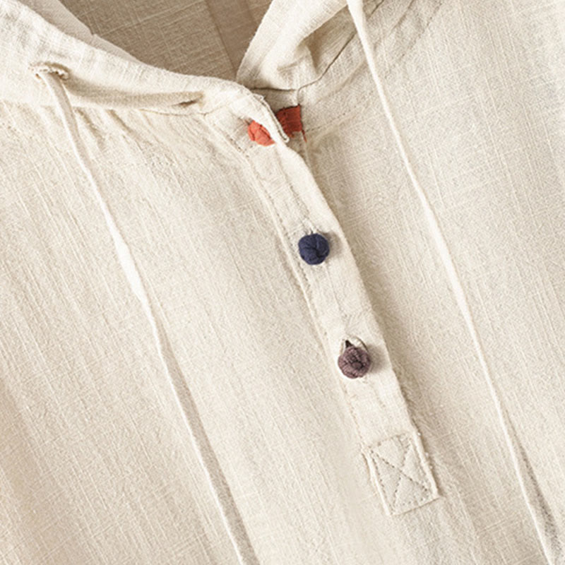 Buddha Stones Women's Plain Buttons Design Cotton Long Sleeve Hoodie With Pockets - image 5