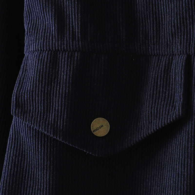Buddha Stones Commute Plain Buttons Cotton Corduroy Women's Long Sleeve Shirt - image 3