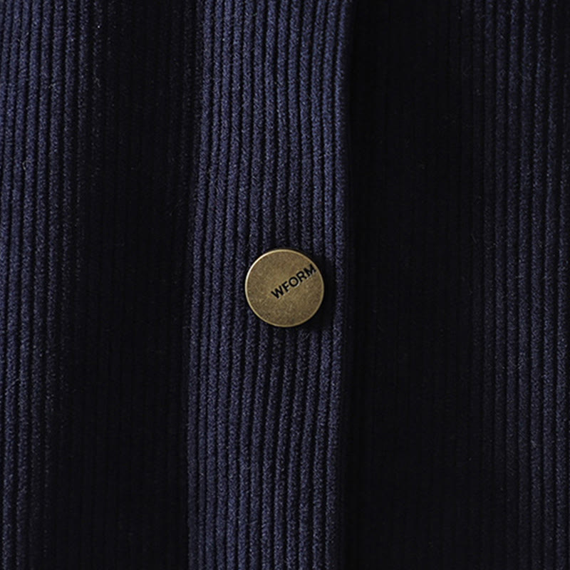 Buddha Stones Commute Plain Buttons Cotton Corduroy Women's Long Sleeve Shirt - image 2